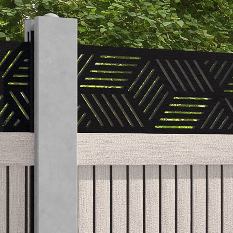 Virtis Cubed Fence Panel - Mid Stone - for existing concrete posts