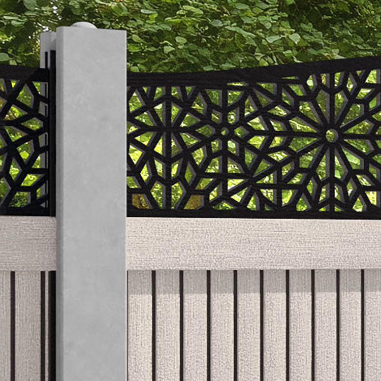 Virtis Alnara Curved Top Fence Panel - Mid Stone - for existing concrete posts