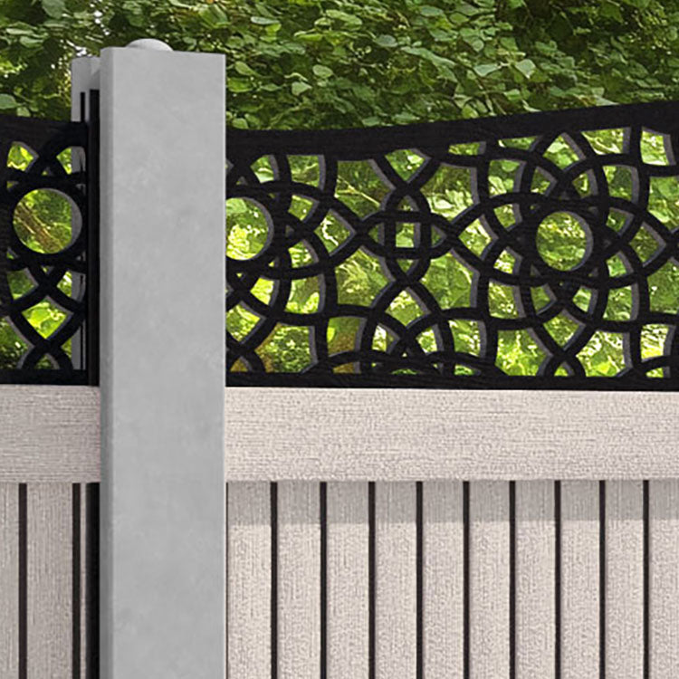 Virtis Ambar Curved Top Fence Panel - Mid Stone - for existing concrete posts