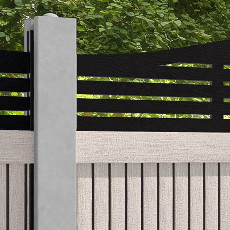 Virtis Aspen Curved Top Fence Panel - Mid Stone - for existing concrete posts