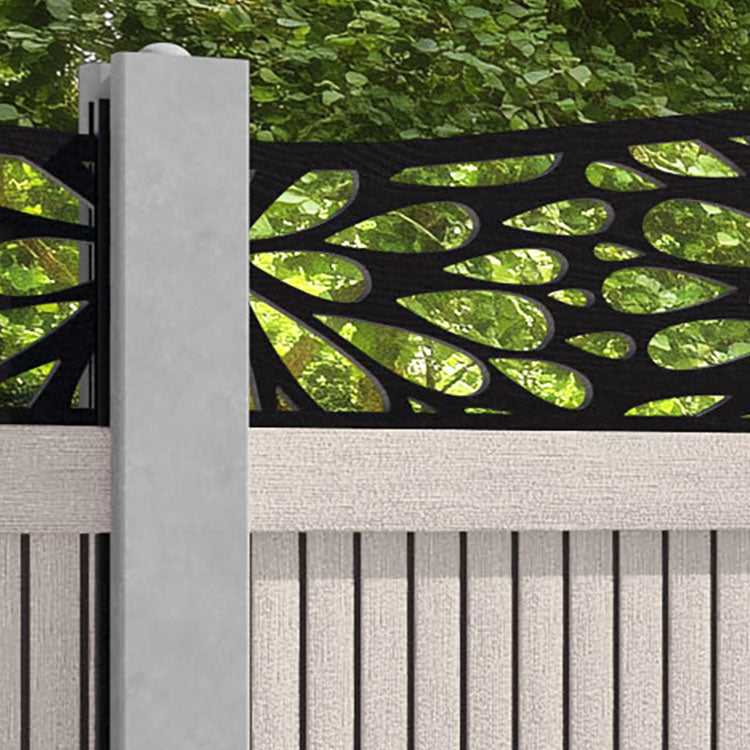 Virtis Blossom Curved Top Fence Panel - Mid Stone - for existing concrete posts