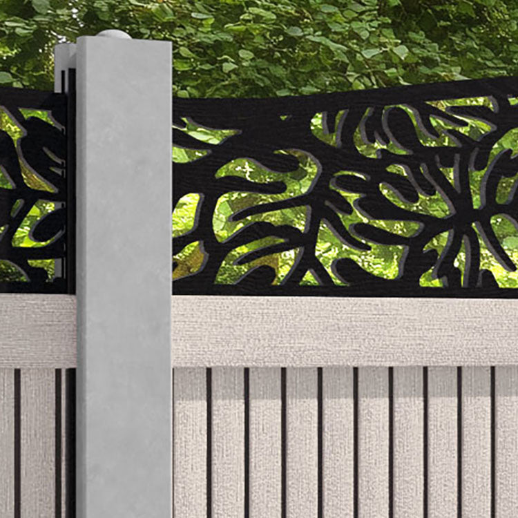Virtis Botanic Curved Top Fence Panel - Mid Stone - for existing concrete posts