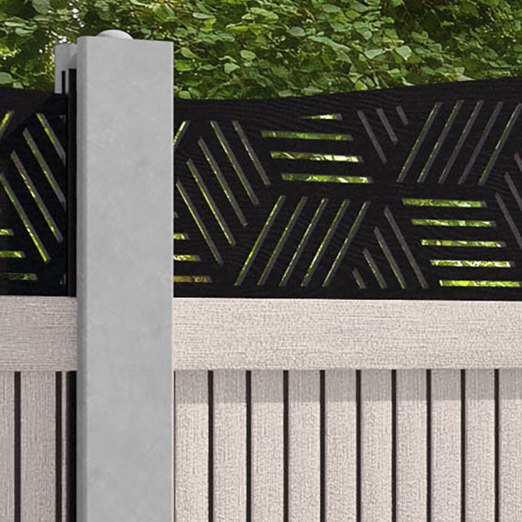 Virtis Cubed Curved Top Fence Panel - Mid Stone - for existing concrete posts