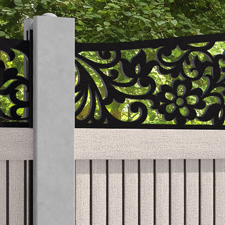 Virtis Eden Curved Top Fence Panel - Mid Stone - for existing concrete posts