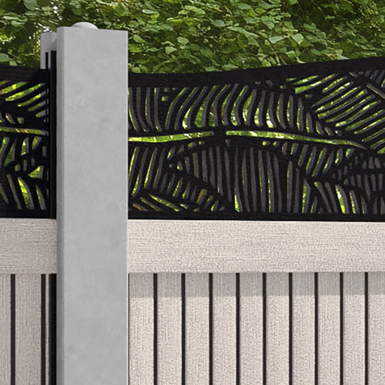 Virtis Feather Curved Top Fence Panel - Mid Stone - for existing concrete posts