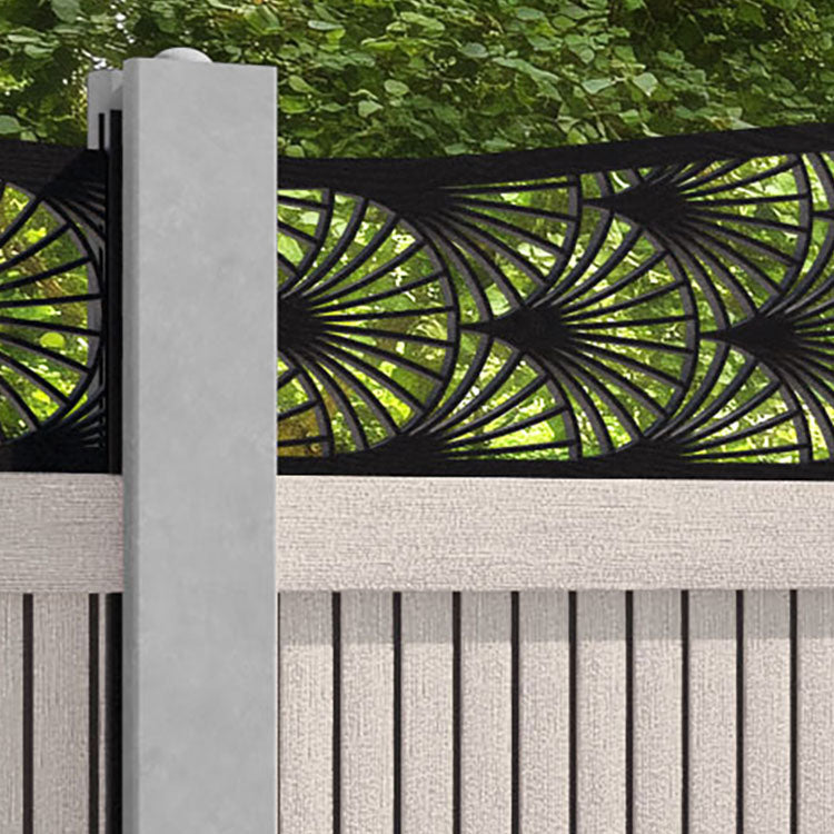 Virtis Laurel Curved Top Fence Panel - Mid Stone - for existing concrete posts