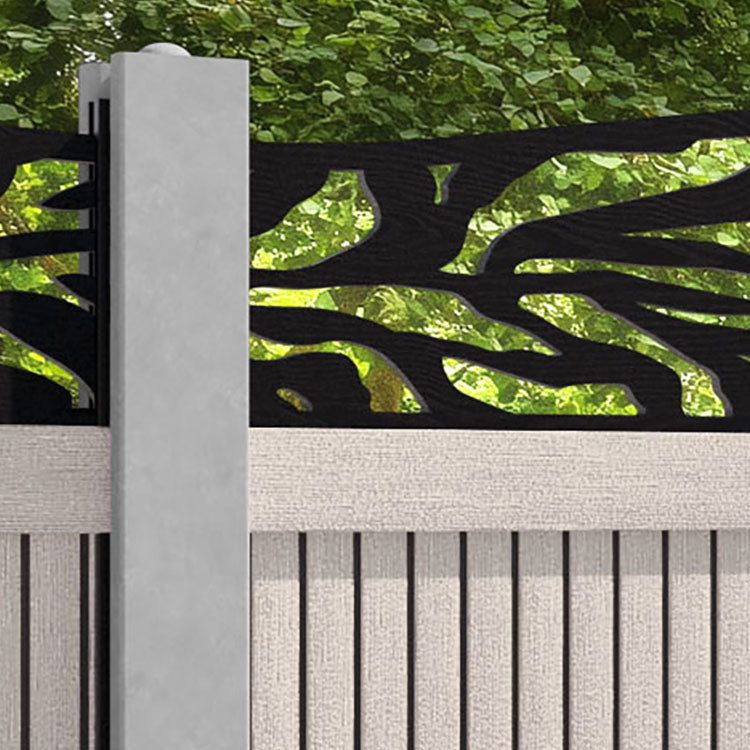 Virtis Malawi Curved Top Fence Panel - Mid Stone - for existing concrete posts