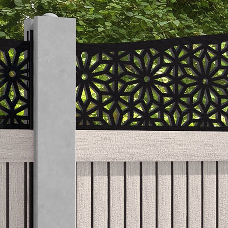 Virtis Narwa Curved Top Fence Panel - Mid Stone - for existing concrete posts
