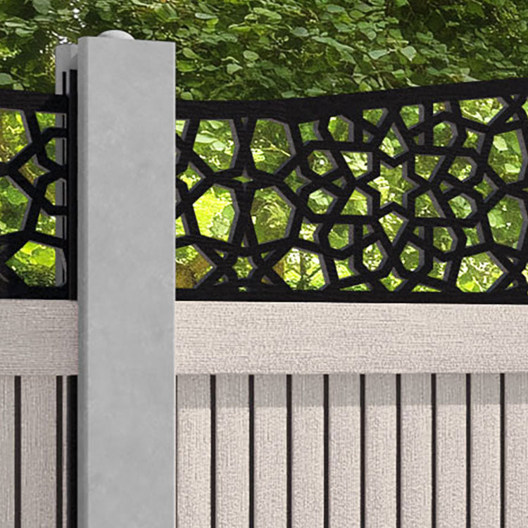 Virtis Nazira Curved Top Fence Panel - Mid Stone - for existing concrete posts