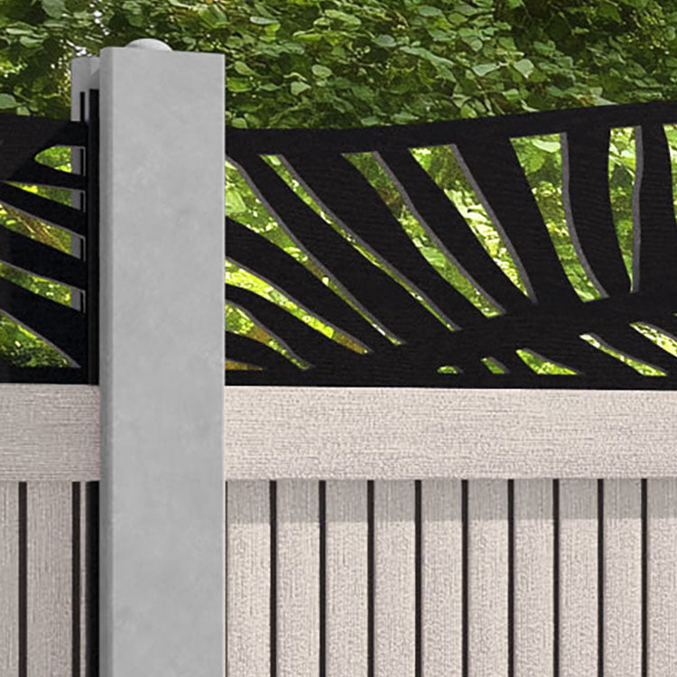 Virtis Palm Curved Top Fence Panel - Mid Stone - for existing concrete posts