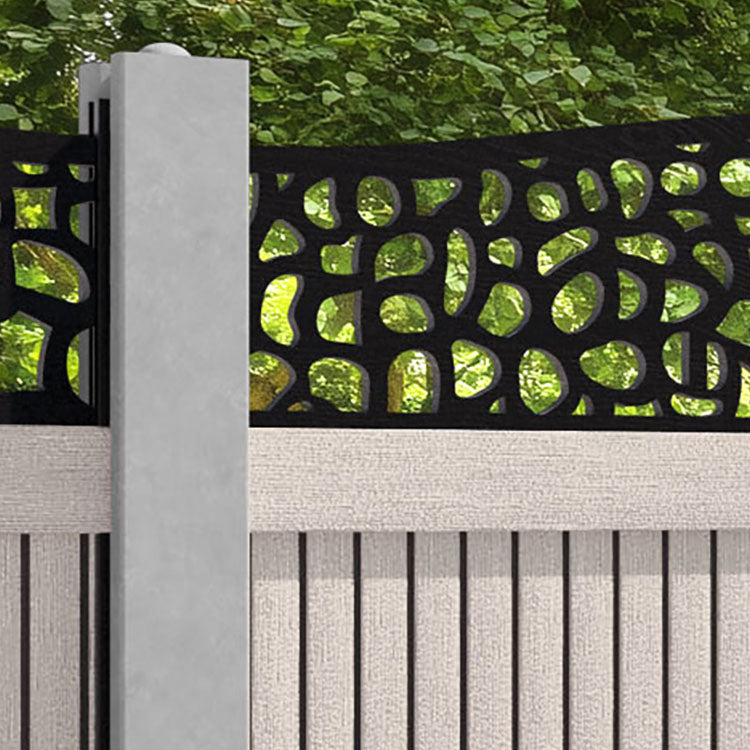 Virtis Pebble Curved Top Fence Panel - Mid Stone - for existing concrete posts
