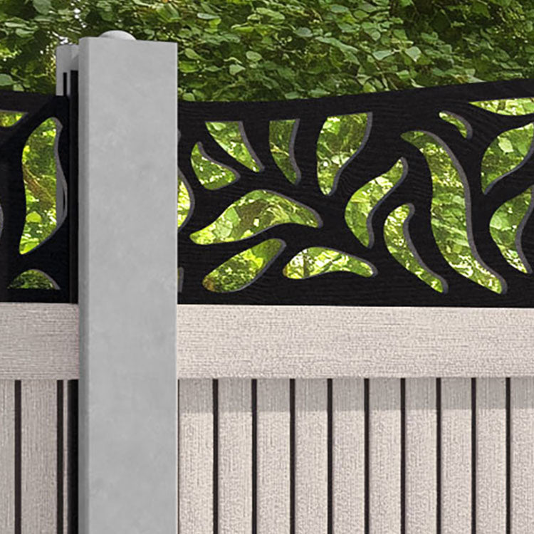 Virtis Plume Curved Top Fence Panel - Mid Stone - for existing concrete posts