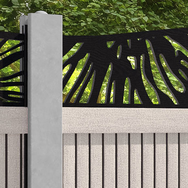 Virtis Poppy Curved Top Fence Panel - Mid Stone - for existing concrete posts
