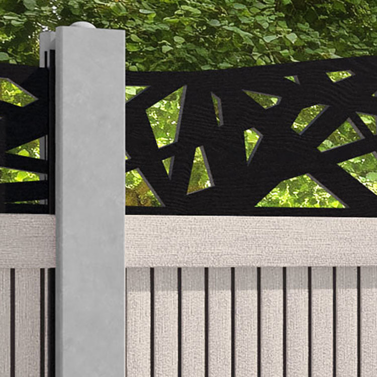 Virtis Prism Curved Top Fence Panel - Mid Stone - for existing concrete posts