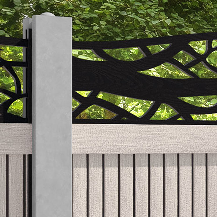 Virtis Twilight Curved Top Fence Panel - Mid Stone - for existing concrete posts