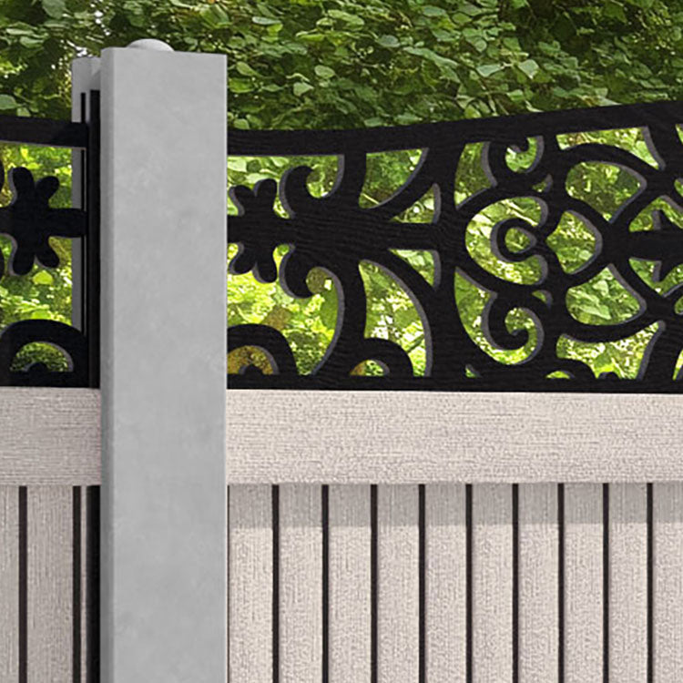 Virtis Windsor Curved Top Fence Panel - Mid Stone - for existing concrete posts