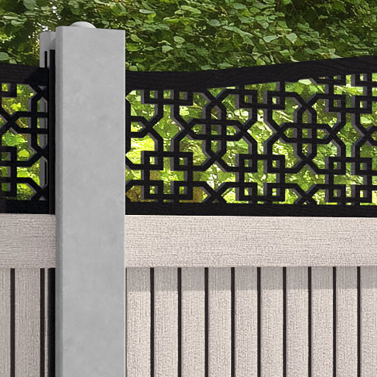 Virtis Zaria Curved Top Fence Panel - Mid Stone - for existing concrete posts