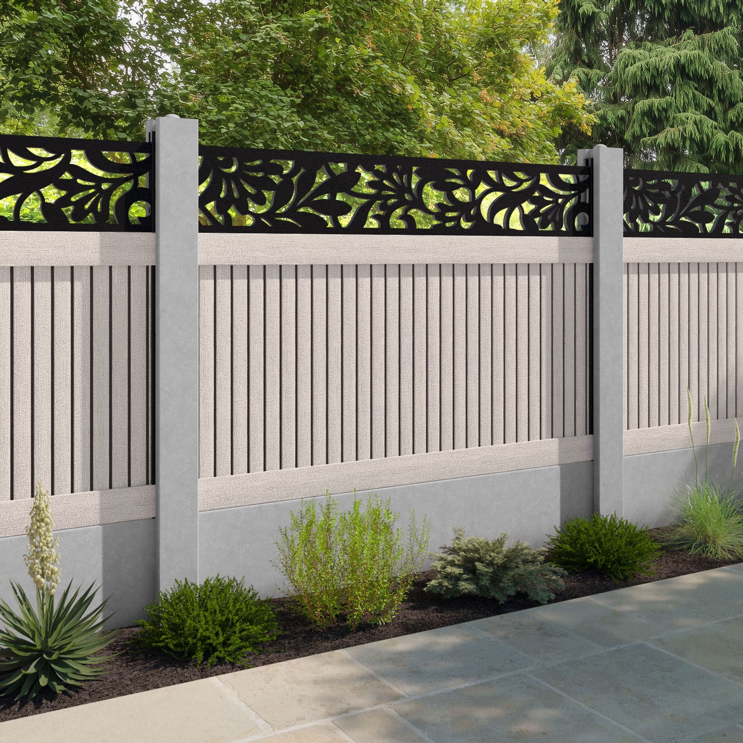 Virtis Heritage Fence Panel - Mid Stone - for existing concrete posts