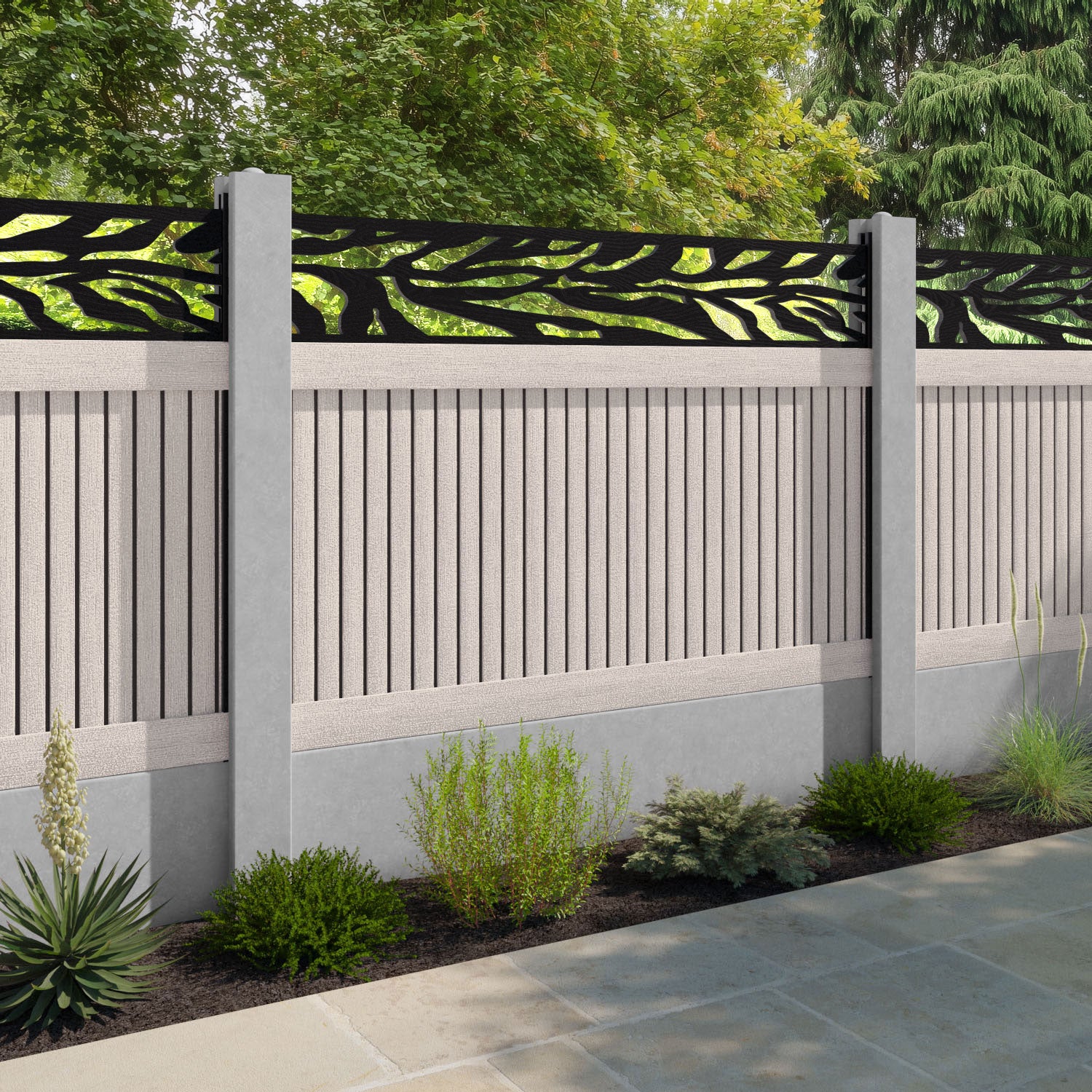 Virtis Malawi Fence Panel - Mid Stone - for existing concrete posts