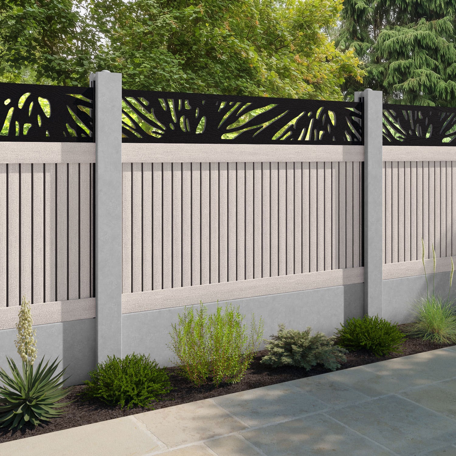 Virtis Poppy Fence Panel - Mid Stone - for existing concrete posts