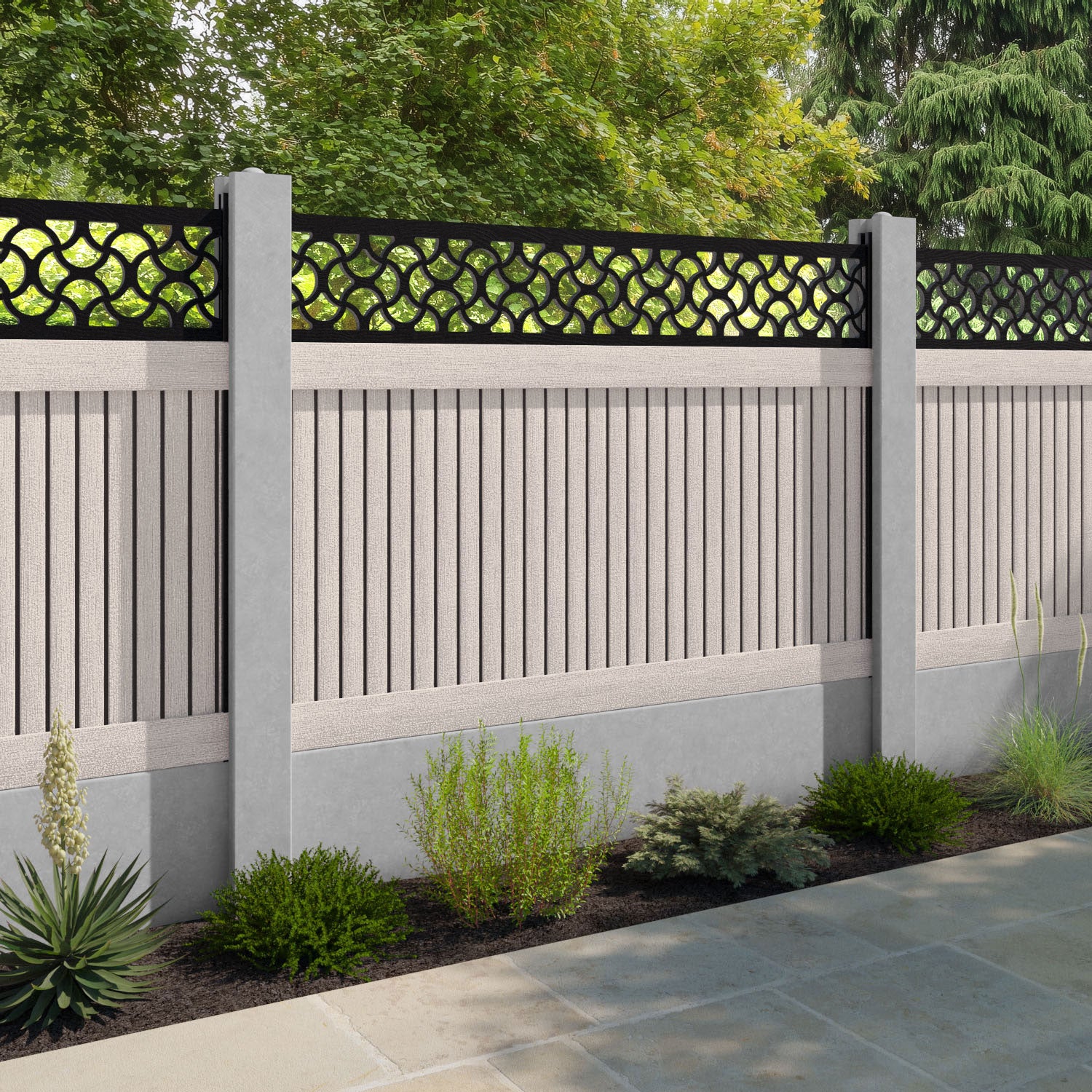 Virtis Vida Fence Panel - Mid Stone - for existing concrete posts