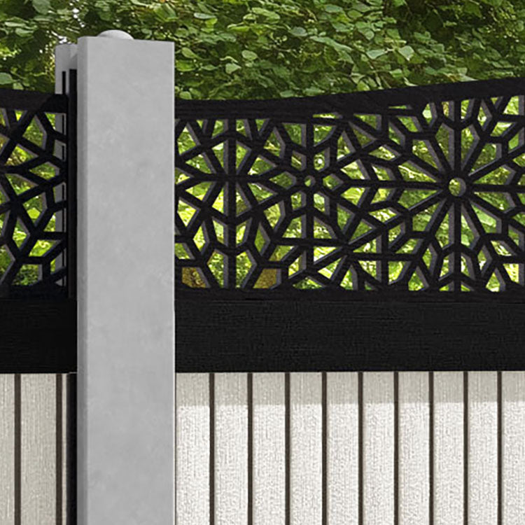 Virtis Alnara Curved Top Fence Panel - Light Stone - for existing concrete posts