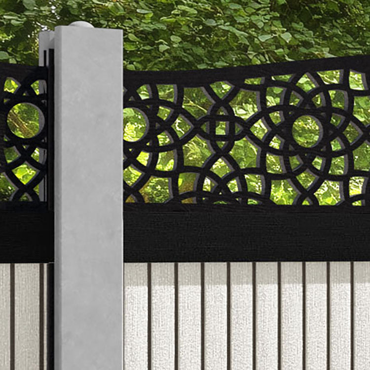 Virtis Ambar Curved Top Fence Panel - Light Stone - for existing concrete posts