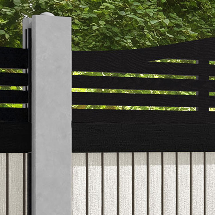 Virtis Aspen Curved Top Fence Panel - Light Stone - for existing concrete posts