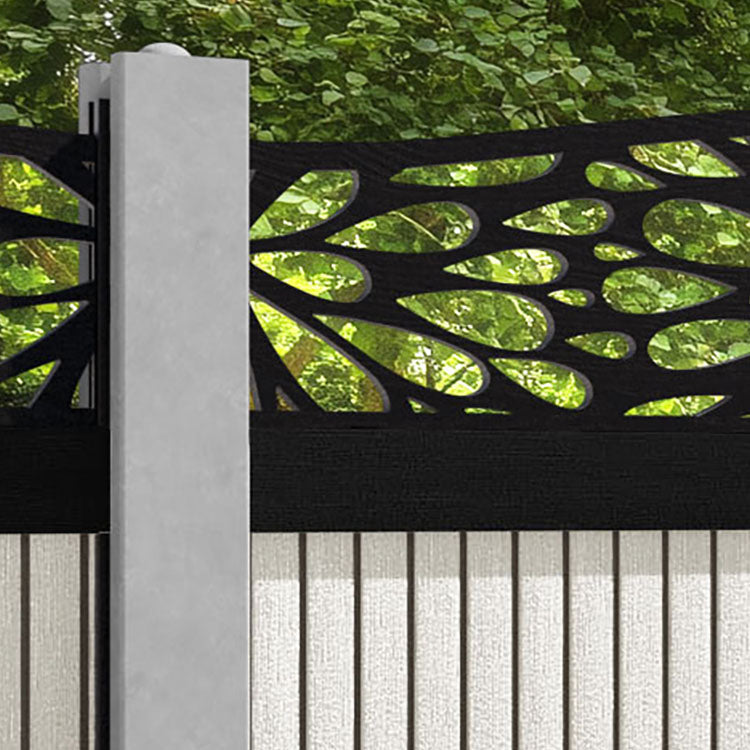 Virtis Blossom Curved Top Fence Panel - Light Stone - for existing concrete posts
