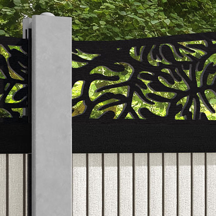 Virtis Botanic Curved Top Fence Panel - Light Stone - for existing concrete posts