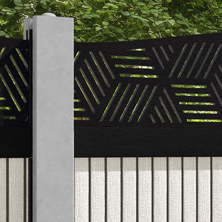 Virtis Cubed Curved Top Fence Panel - Light Stone - for existing concrete posts
