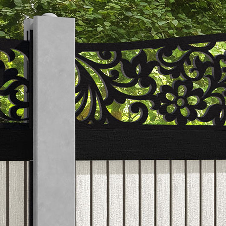 Virtis Eden Curved Top Fence Panel - Light Stone - for existing concrete posts