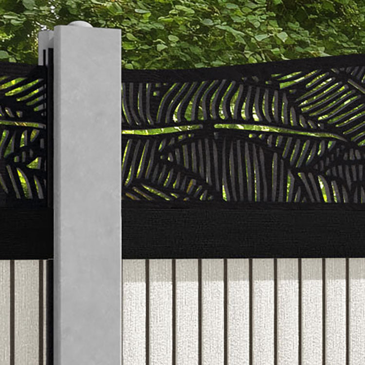 Virtis Feather Curved Top Fence Panel - Light Stone - for existing concrete posts