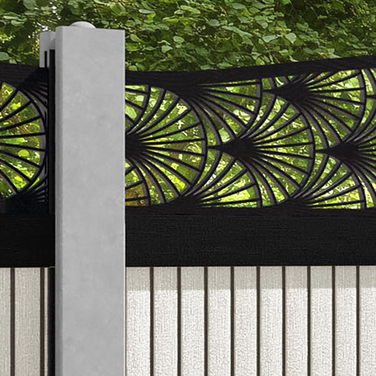 Virtis Laurel Curved Top Fence Panel - Light Stone - for existing concrete posts