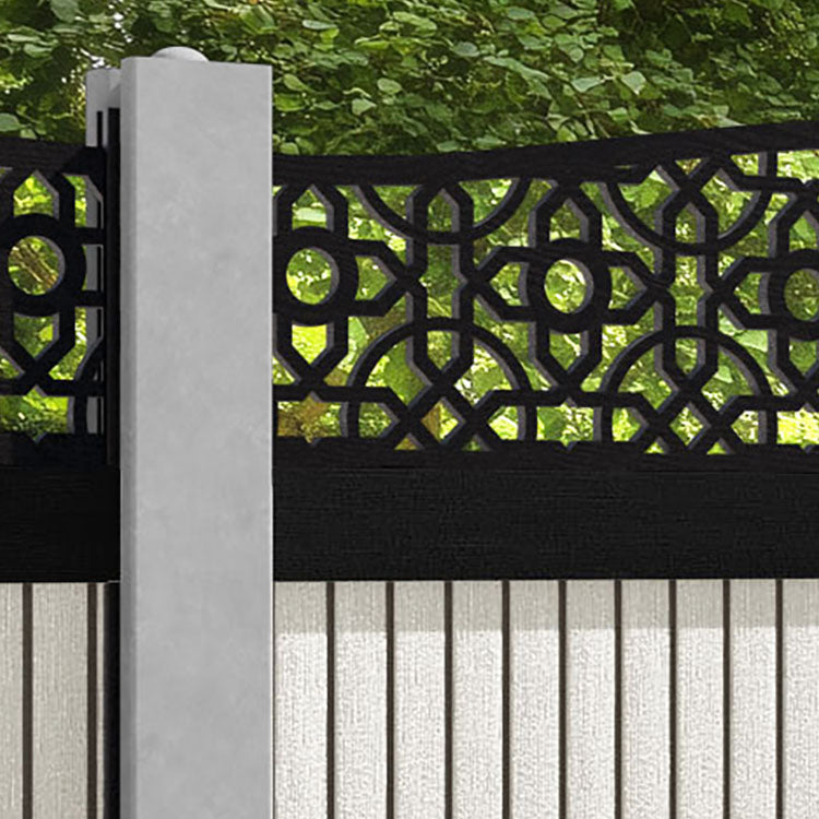 Virtis Nabila Curved Top Fence Panel - Light Stone - for existing concrete posts