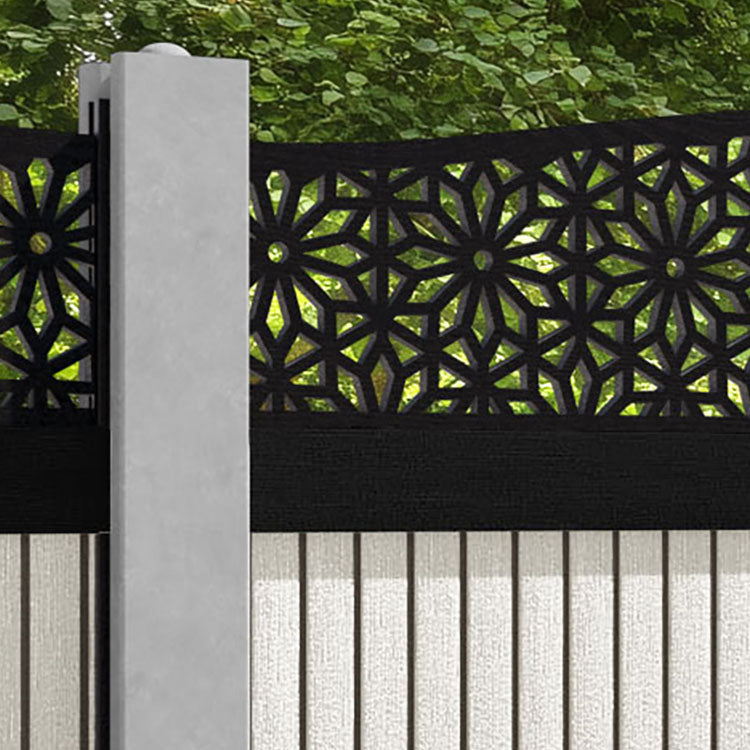 Virtis Narwa Curved Top Fence Panel - Light Stone - for existing concrete posts