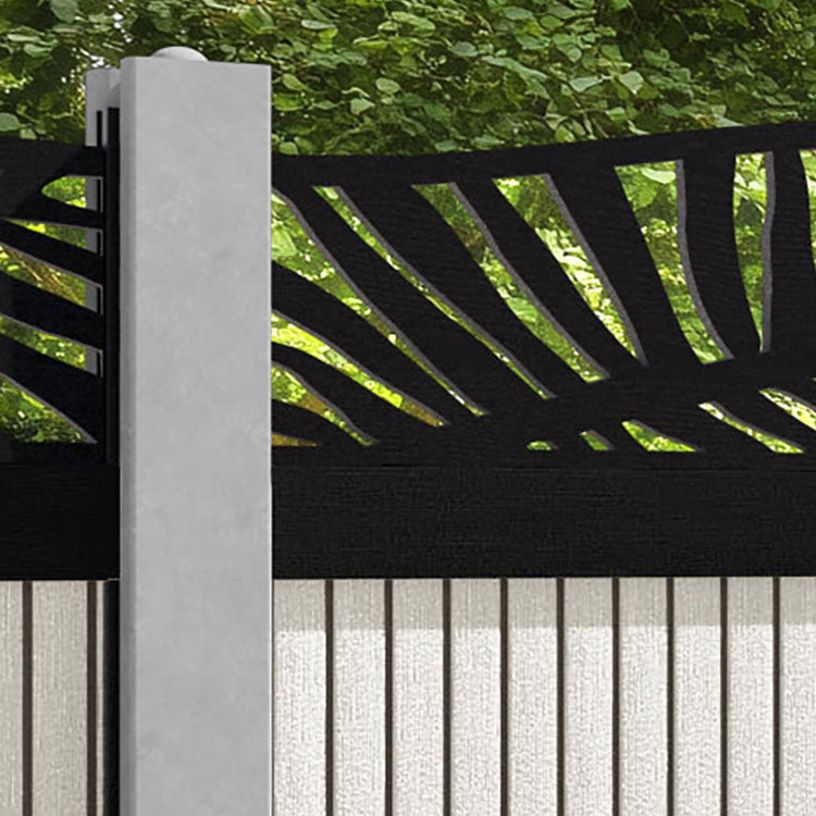 Virtis Palm Curved Top Fence Panel - Light Stone - for existing concrete posts