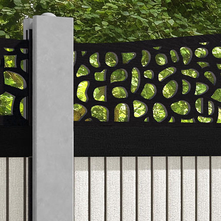 Virtis Pebble Curved Top Fence Panel - Light Stone - for existing concrete posts