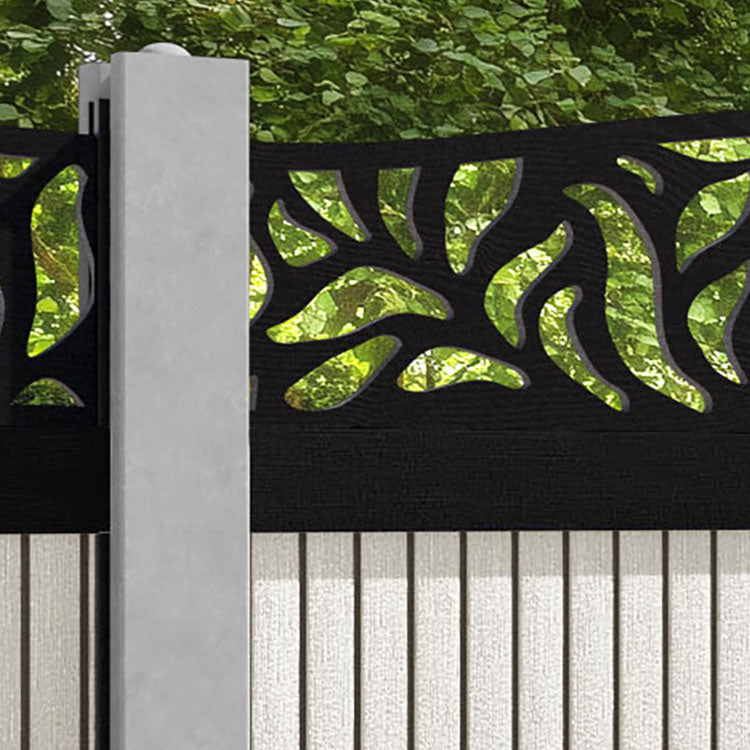 Virtis Plume Curved Top Fence Panel - Light Stone - for existing concrete posts
