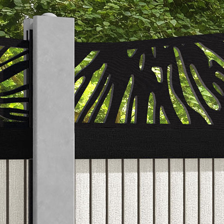 Virtis Poppy Curved Top Fence Panel - Light Stone - for existing concrete posts