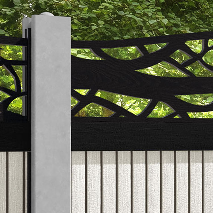 Virtis Twilight Curved Top Fence Panel - Light Stone - for existing concrete posts