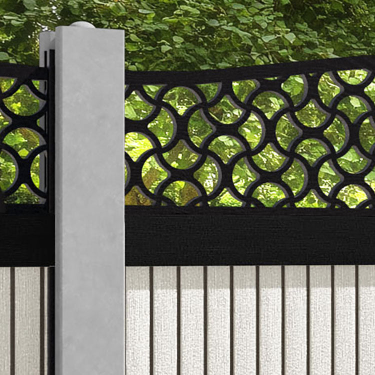 Virtis Vida Curved Top Fence Panel - Light Stone - for existing concrete posts