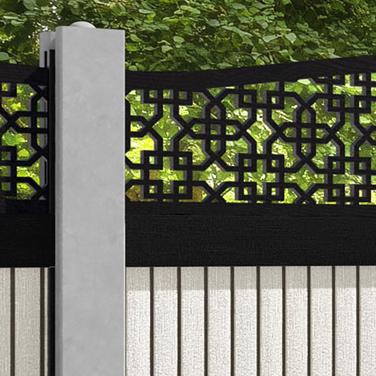 Virtis Zaria Curved Top Fence Panel - Light Stone - for existing concrete posts