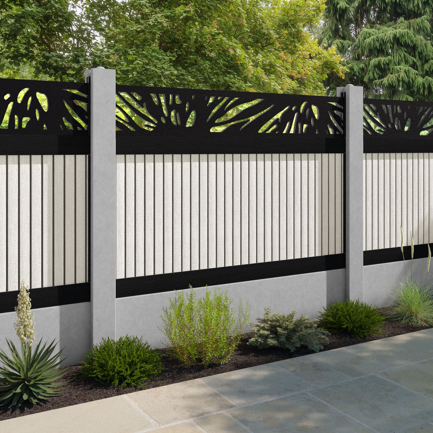 Virtis Poppy Fence Panel - Light Stone - for existing concrete posts