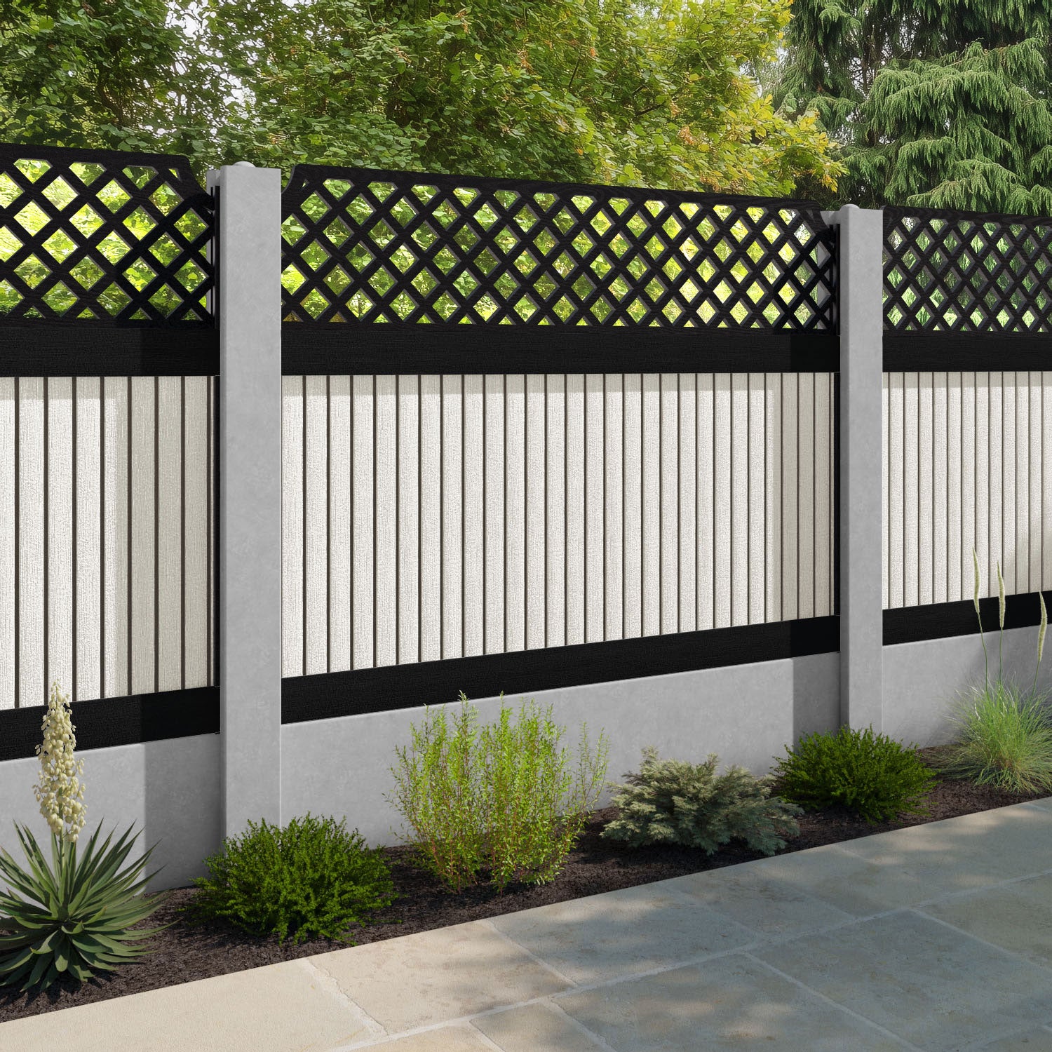 Virtis Regal Hive Fence Panel - Light Stone - for existing concrete posts