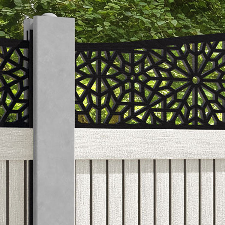 Virtis Alnara Curved Top Fence Panel - Light Stone - for existing concrete posts
