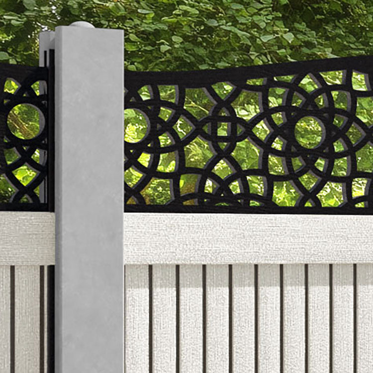 Virtis Ambar Curved Top Fence Panel - Light Stone - for existing concrete posts