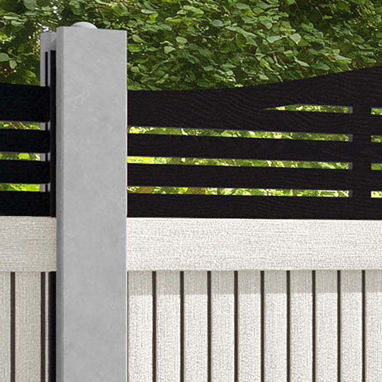 Virtis Aspen Curved Top Fence Panel - Light Stone - for existing concrete posts