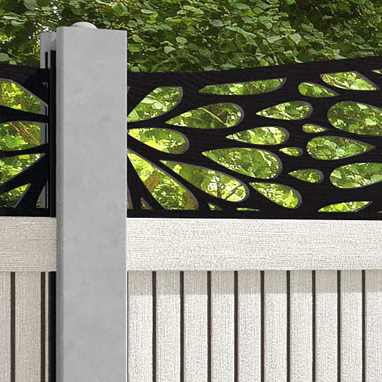 Virtis Blossom Curved Top Fence Panel - Light Stone - for existing concrete posts