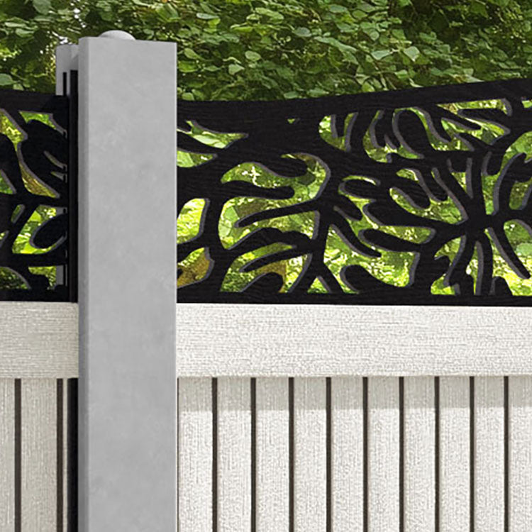 Virtis Botanic Curved Top Fence Panel - Light Stone - for existing concrete posts